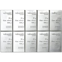 Stříbrný tabulkový slitek CombiCoin Valcambi, 10 x 10 g