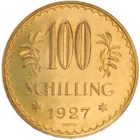 Zlatá mince 100 Schilling - První republika 1926-1931