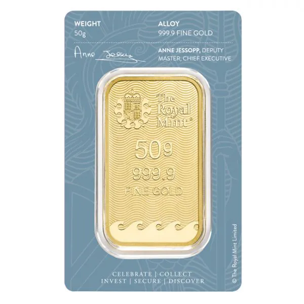 Zlatý slitek Britannia - The Royal Mint, 50 g