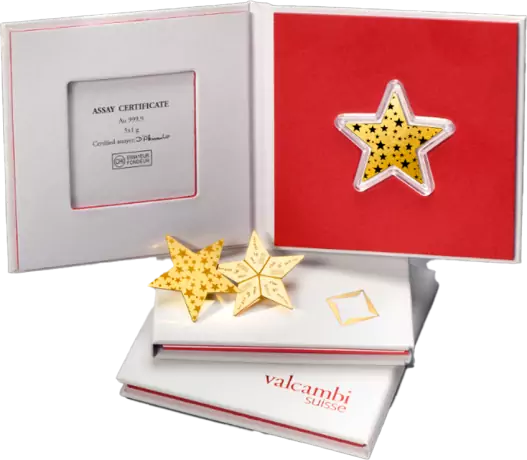 Zlatý slitek CombiBar 5 x 1 g - Valcambi třpytivé hvězdy - knížka