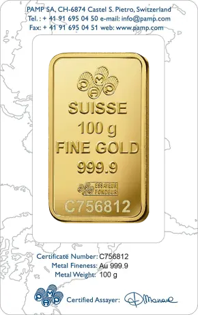 Zlatý slitek PAMP Růže, 100 g