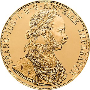 Zlatá mince Dukát 4-fach, 1915