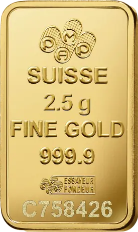 Zlatý slitek PAMP Růže;  2,5 g
