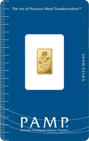 Zlatý slitek PAMP Růže;  2,5 g