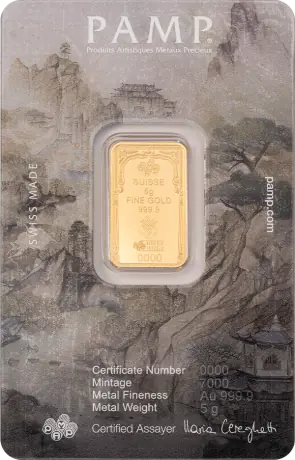 Zlatý slitek PAMP Šťastný Buddha, 5 g