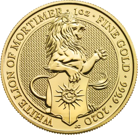 Zlatá mince Královnina zvířata - Bílý lev 2020, 1 oz