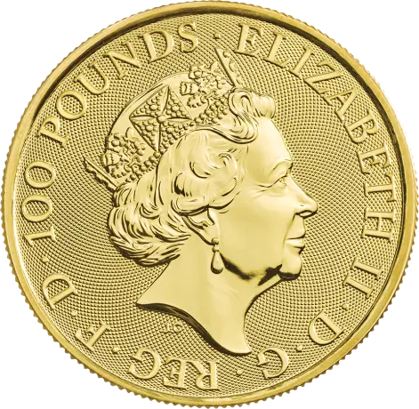 Zlatá mince Královnina zvířata - Bílý lev 2020, 1 oz