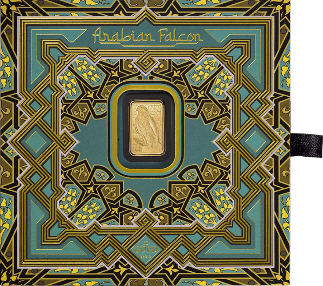 Zlatý slitek PAMP - Arabian Falcon s rámečkem, 5 g 