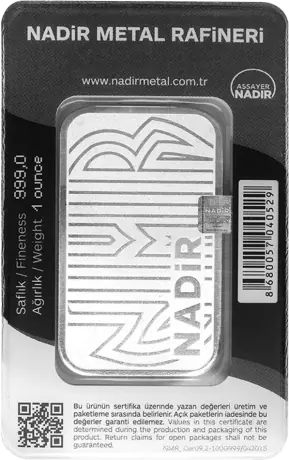 Stříbrný slitek 1 oz Nadir Metal Rafineri