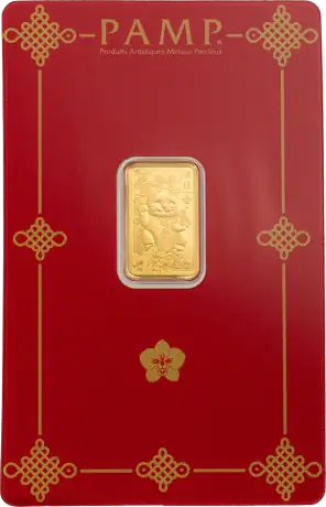 Zlatý slitek PAMP Kočka pro štěstí; 2,5 g