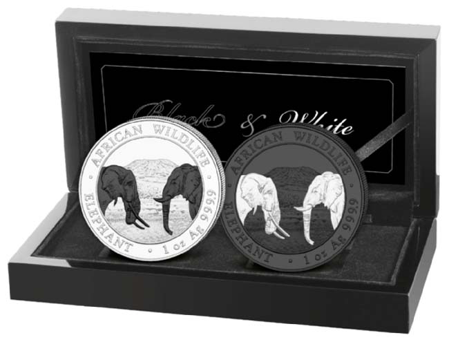 Africká divočina: Slon 2020, sada stříbrných mincí v etuji, 2 oz
