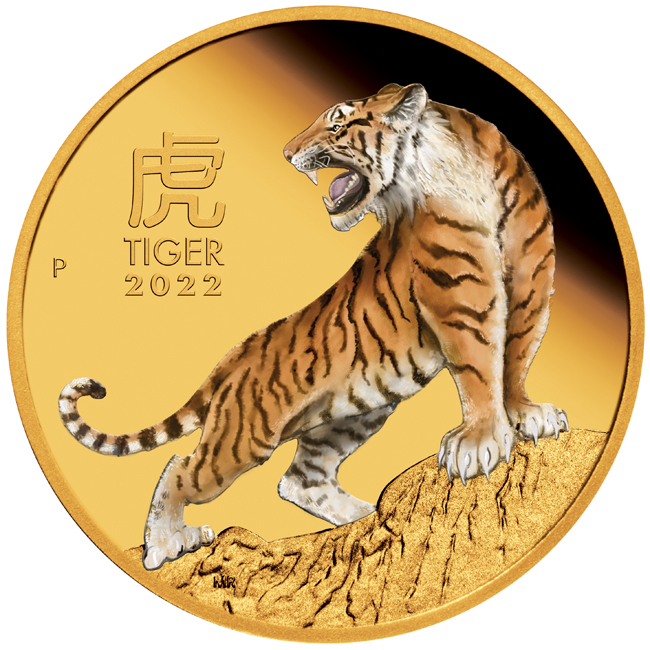 Lunární rok Tygra - kolorovaná mince 2022, 1 oz