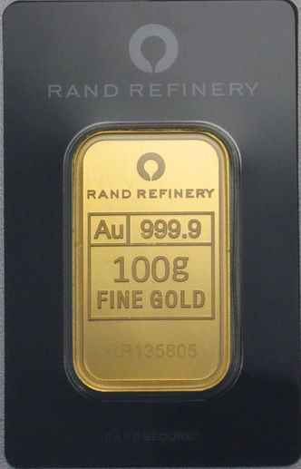 Zlatý slitek Rand Refinery 100&nbsp;g