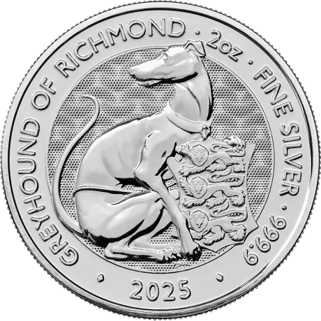 Stříbrná mince Tudorovská zvířata - Greyhound of Richmond 2025, 2 oz