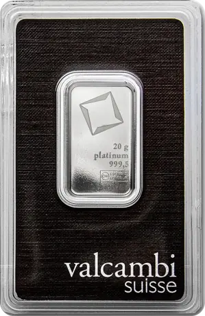 Platinový slitek Valcambi 20 g 