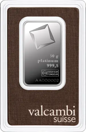 Platinový slitek Valcambi 50 g