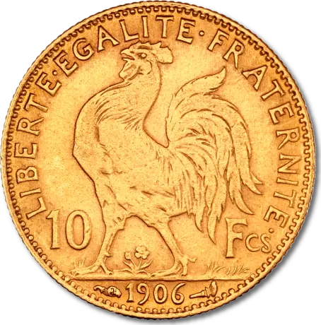 Zlatá mince 10&nbsp;franků Marianne / Kohout - různé roky, Francie