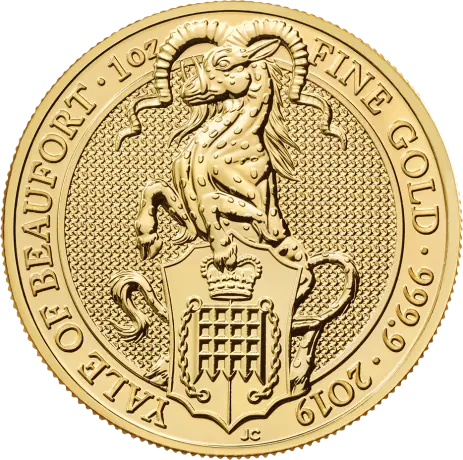 Zlatá mince Královnina zvířata - Yale of Beaufort 2019, 1&nbsp;oz
