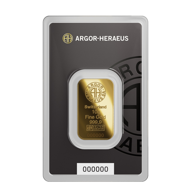 Zlatý slitek Argor Heraeus, 10&nbsp;g 
