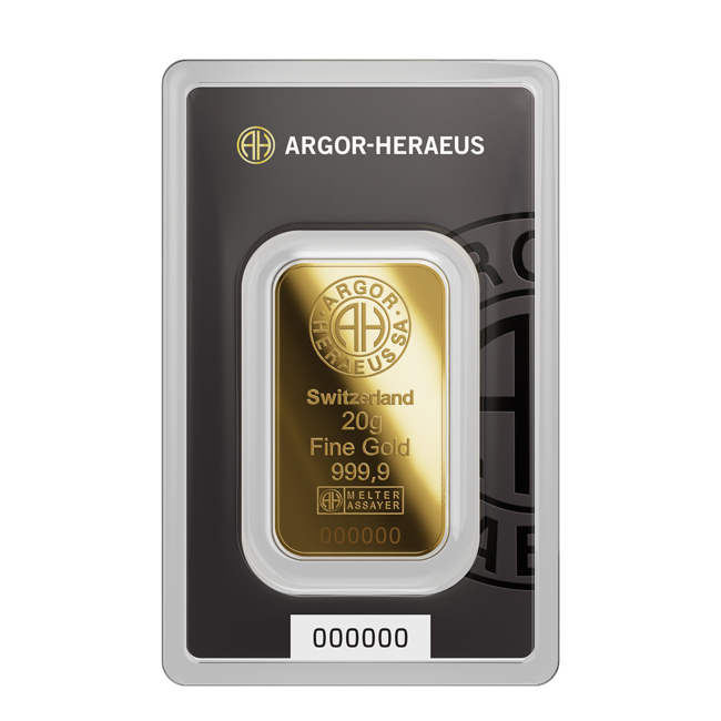 Zlatý slitek Argor Heraeus, 20&nbsp;g